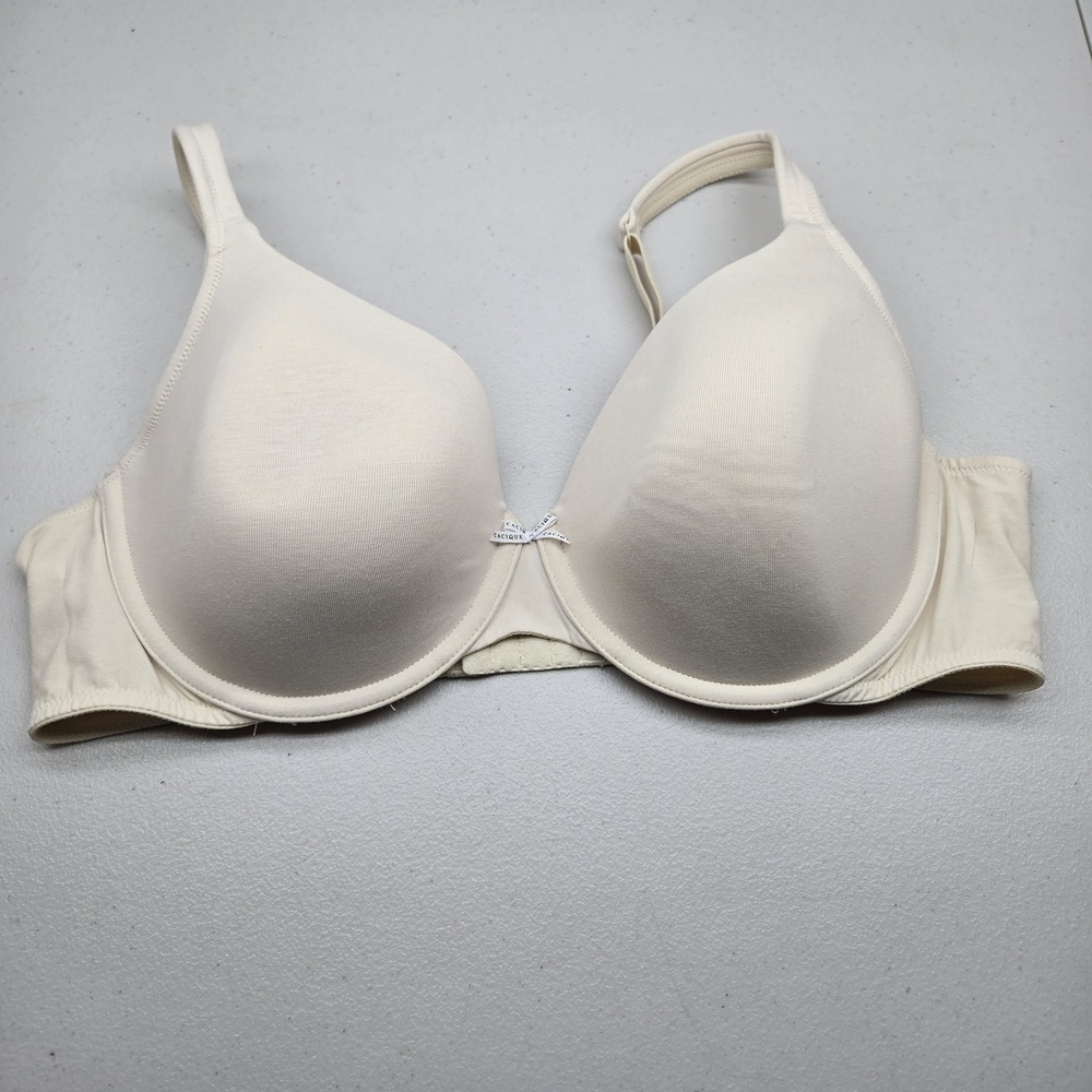 Cacique Women‎ Bra 42D Beige Lightly Lined T Shirt Underwired Bow